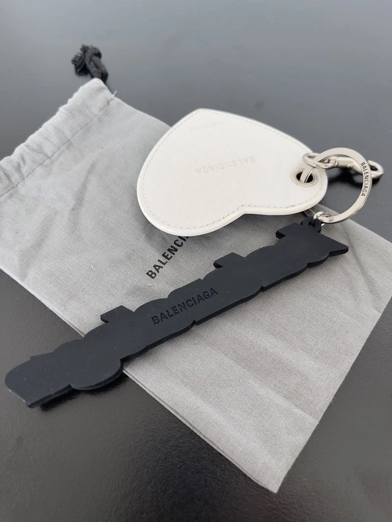 Stretchable Balenciaga Heart Mirror Keychain with Lambskin Charm 70129