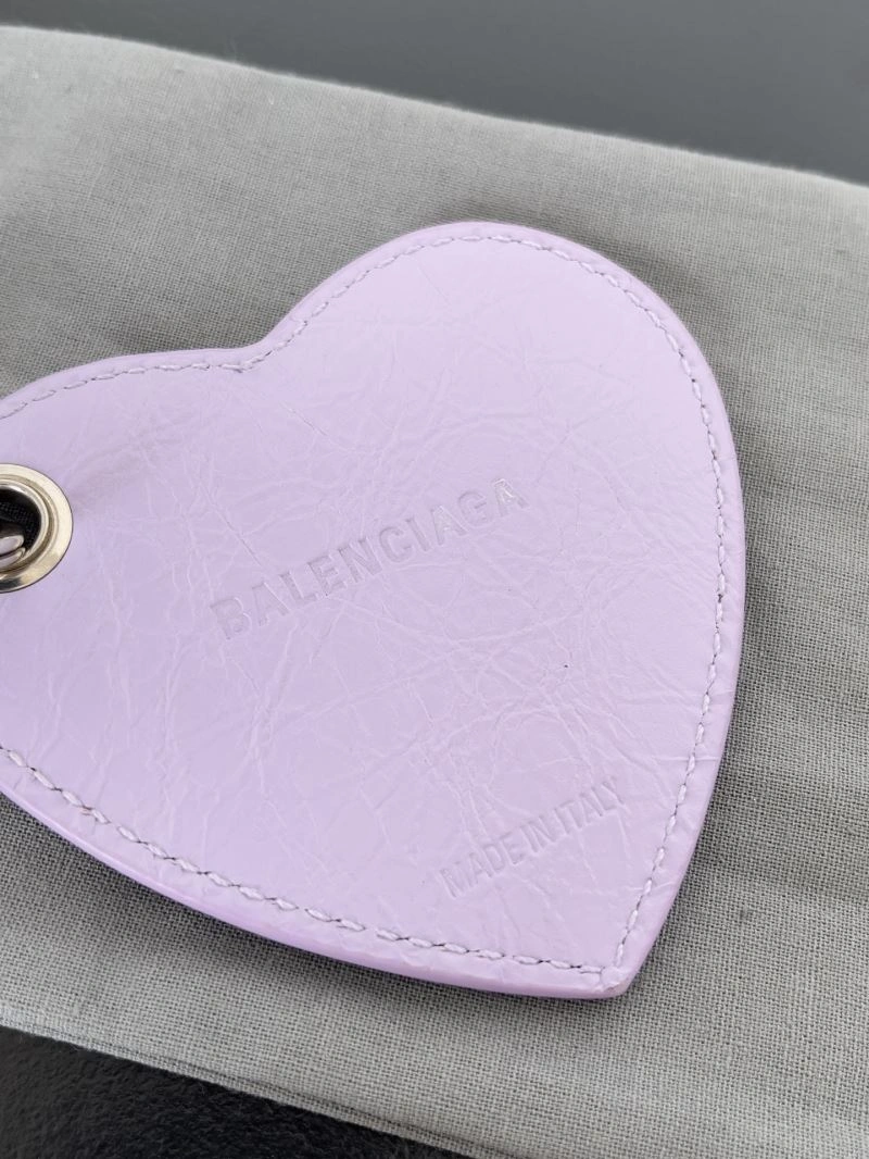 BestValue Balenciaga Heart Mirror Keychain with Sheep Leather Charm 70084