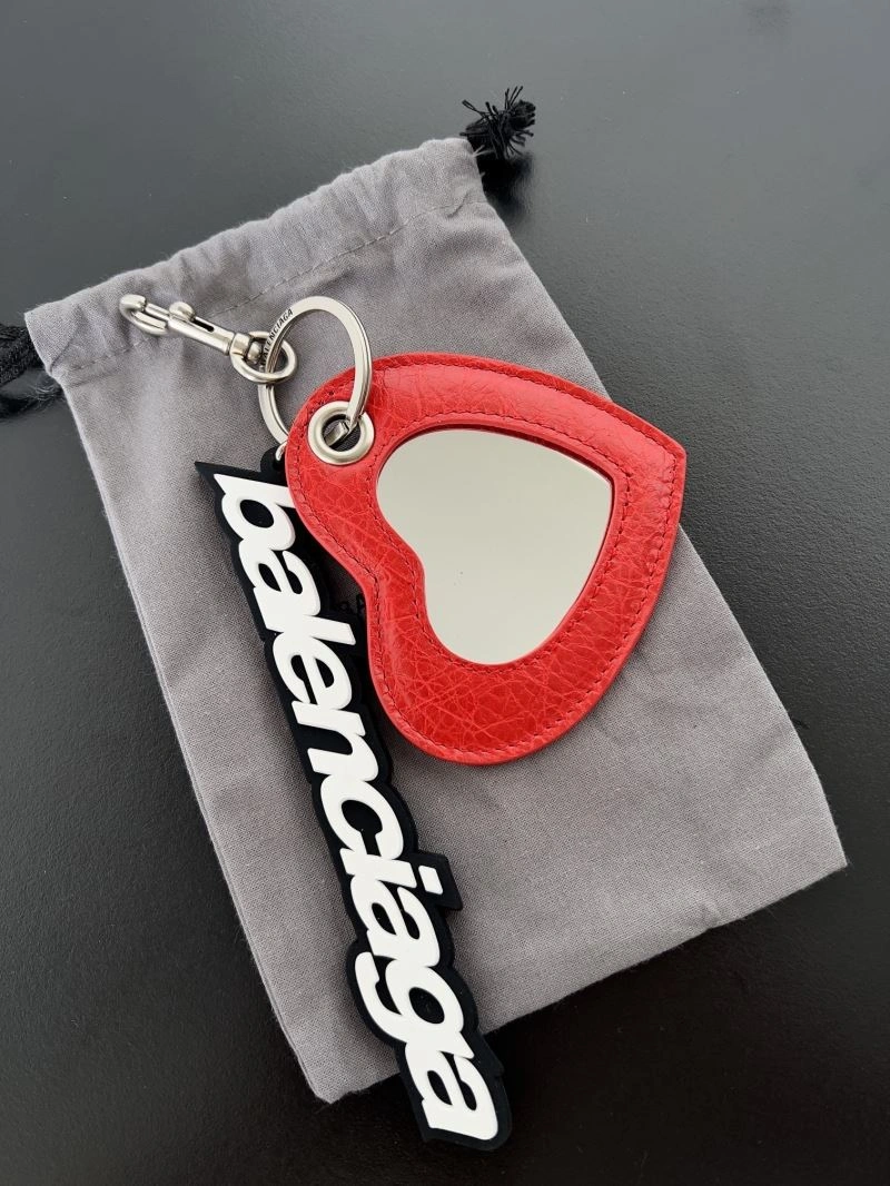 Balenciaga Heart Mirror Keychain with Sheepskin Charm Premium 70078