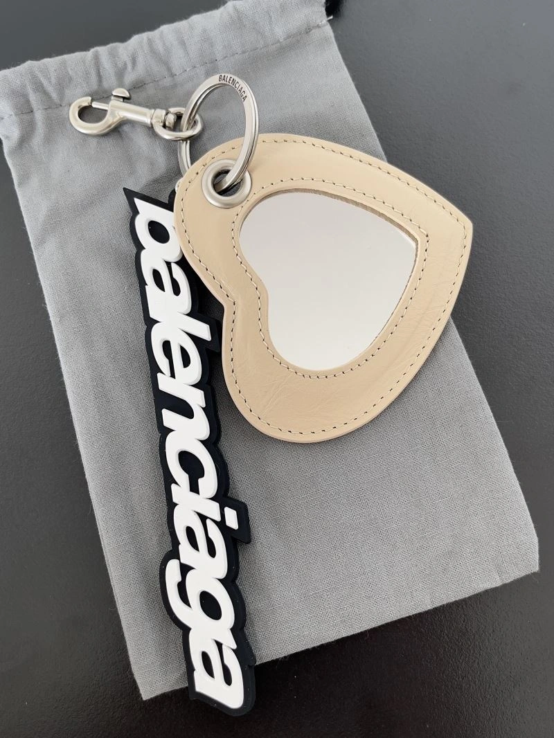 Balenciaga Heart-Shaped Sheepskin Mirror Keychain Charm OdorResistant 70076