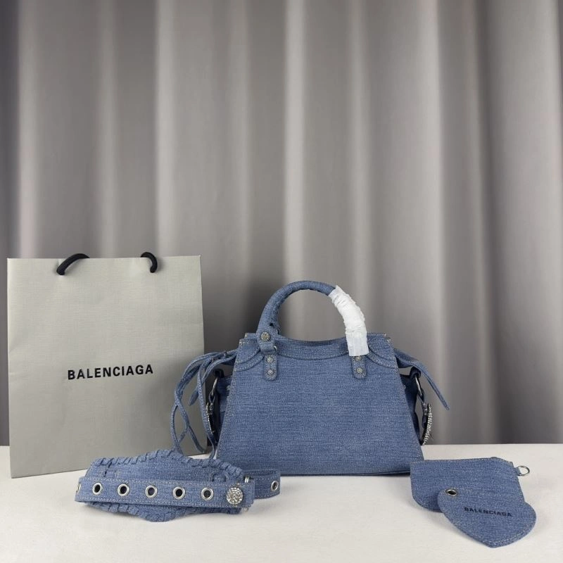 Seasonal Balenciaga Heartfelt Deep Blue Rhinestone Cagole Motorcycle Bag 78776