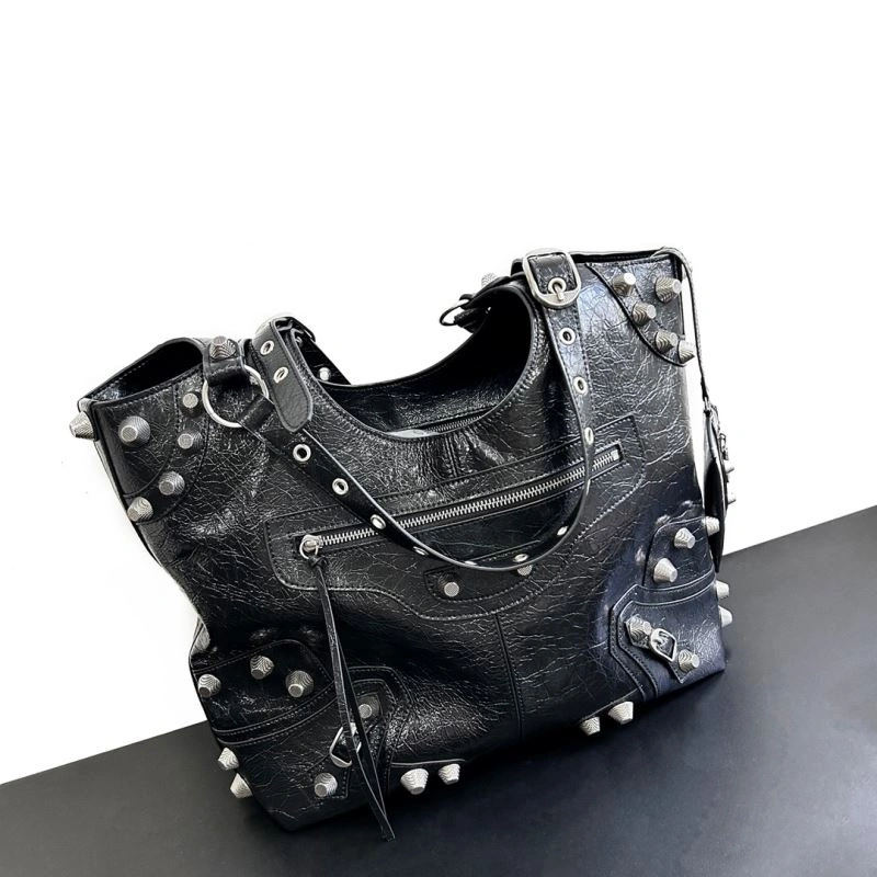 Balenciaga High-Quality Leather Motorcycle-Inspired Large Tote Bag Tailored 66913