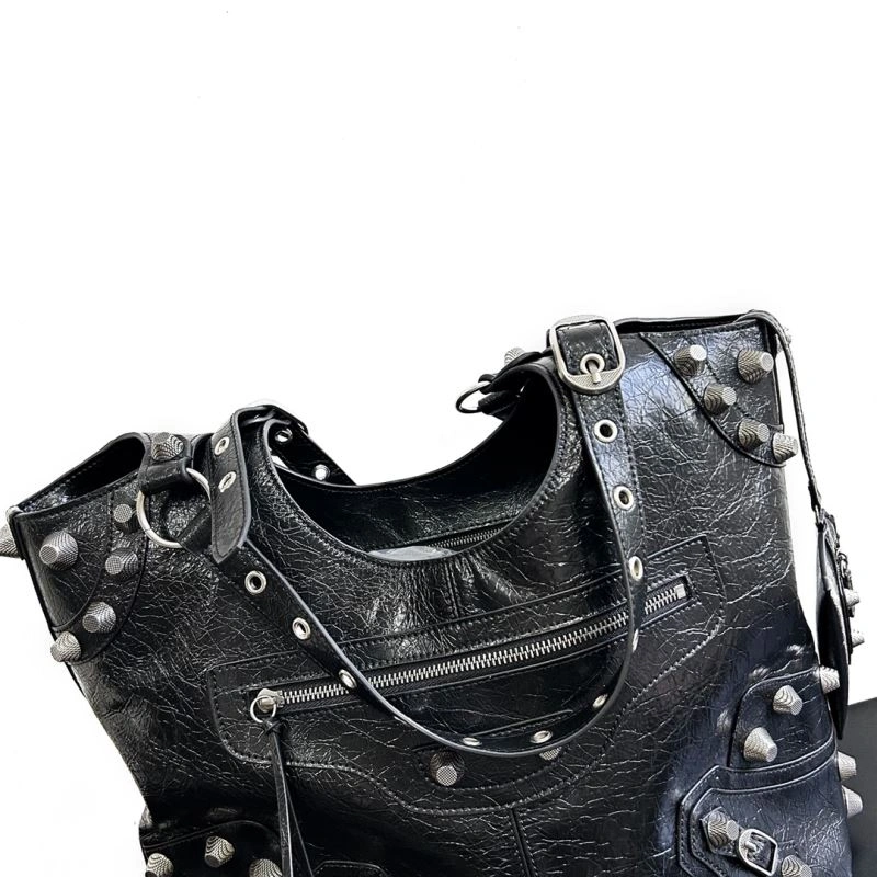 Balenciaga High-Quality Leather Motorcycle-Inspired Large Tote Bag Tailored 66913