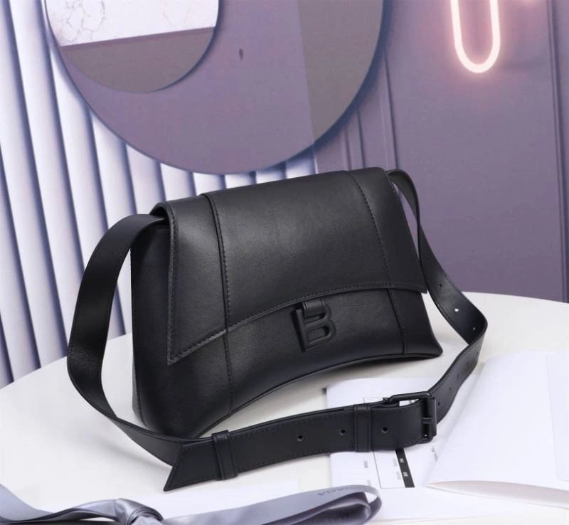 Balenciaga Hourglass Arc Black Gun Bag with Embossed Cowhide Texture Colorful 75309