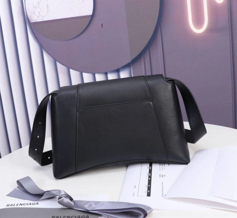 Balenciaga Hourglass Arc Black Gun Bag with Embossed Cowhide Texture Colorful 75309