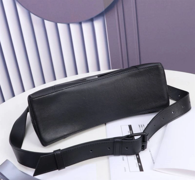 Balenciaga Hourglass Arc Black Gun Bag with Embossed Cowhide Texture Colorful 75309