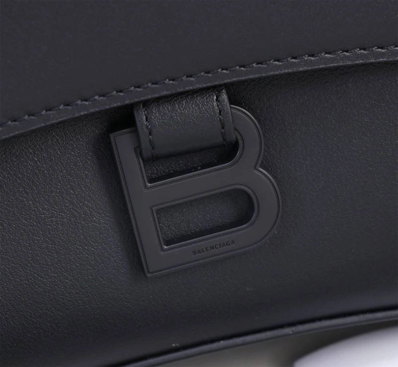 Balenciaga Hourglass Arc Black Gun Bag with Embossed Cowhide Texture Colorful 75309