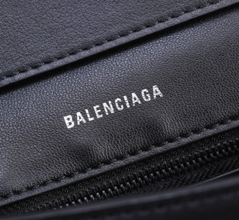 Balenciaga Hourglass Arc Black Gun Bag with Embossed Cowhide Texture Colorful 75309
