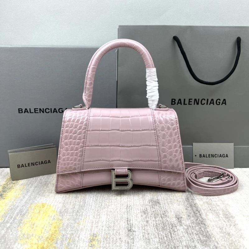 Unisex Balenciaga Hourglass Bag - Blush Pink Crocodile Pattern 78726