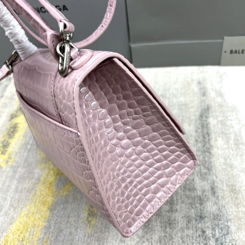 Unisex Balenciaga Hourglass Bag - Blush Pink Crocodile Pattern 78726