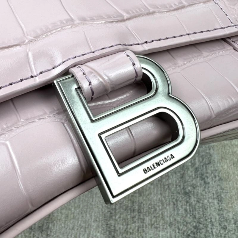 Unisex Balenciaga Hourglass Bag - Blush Pink Crocodile Pattern 78726