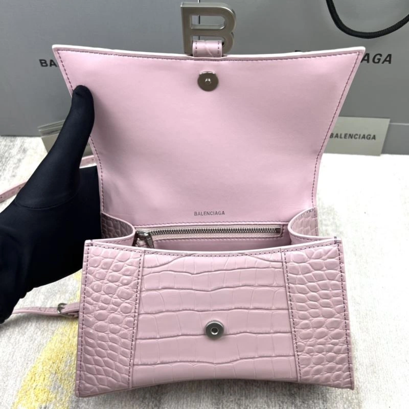 Unisex Balenciaga Hourglass Bag - Blush Pink Crocodile Pattern 78726