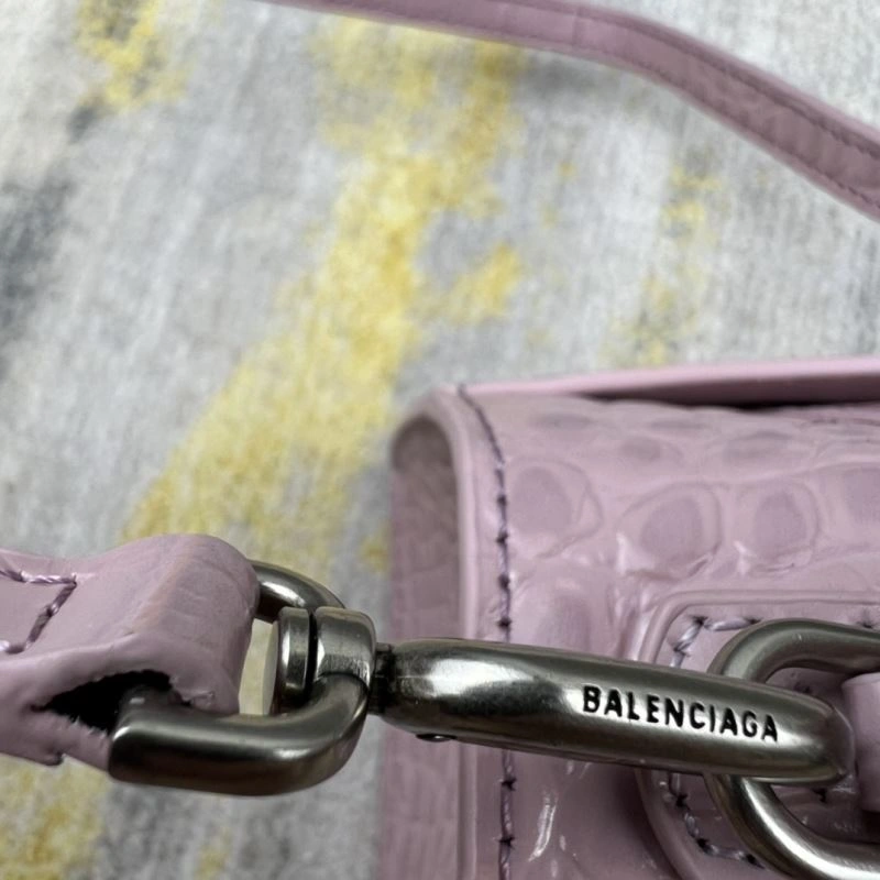 Unisex Balenciaga Hourglass Bag - Blush Pink Crocodile Pattern 78726