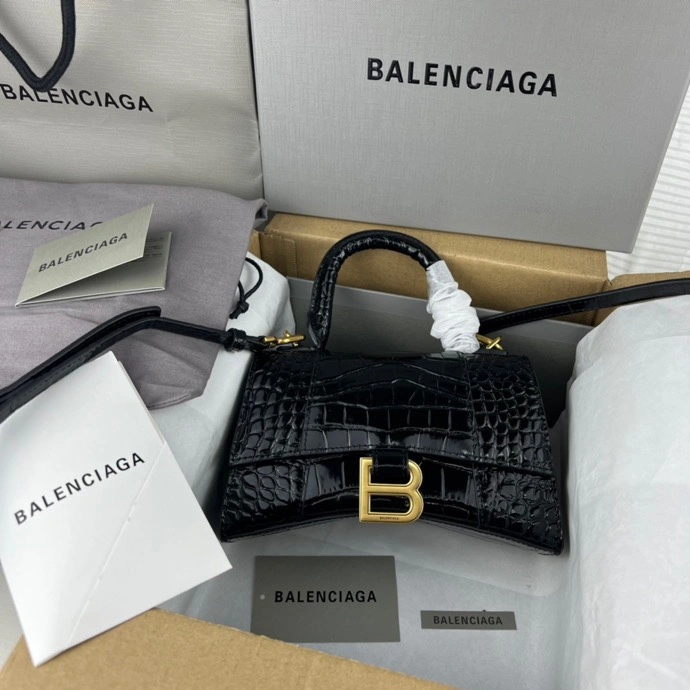 UrbanStyle Balenciaga Hourglass Bag - Crocodile Pattern with Gold Buckle 78712