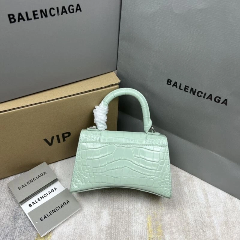 Balenciaga Hourglass Bag - Mint Green Crocodile Pattern Sleek 78702