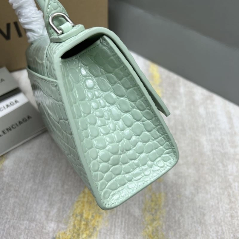 Balenciaga Hourglass Bag - Mint Green Crocodile Pattern Sleek 78702