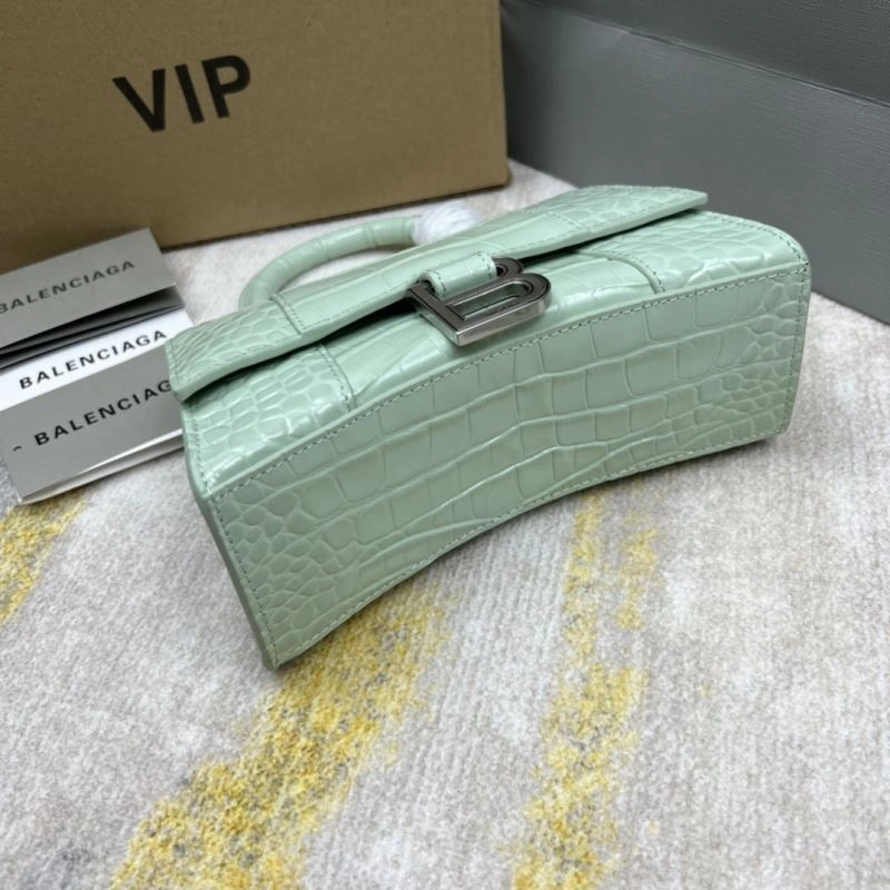 Balenciaga Hourglass Bag - Mint Green Crocodile Pattern Sleek 78702
