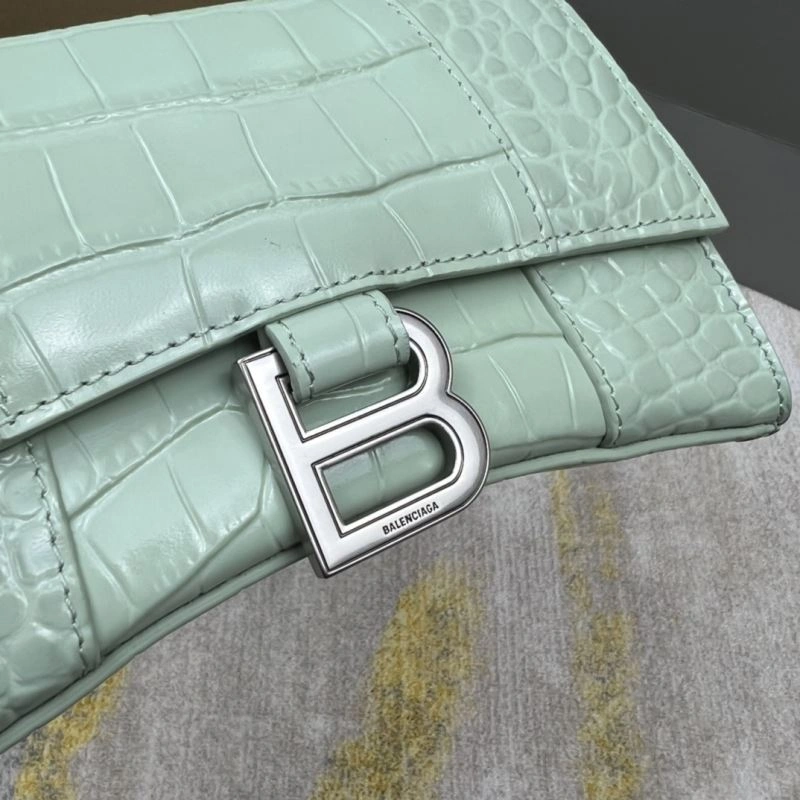 Balenciaga Hourglass Bag - Mint Green Crocodile Pattern Sleek 78702