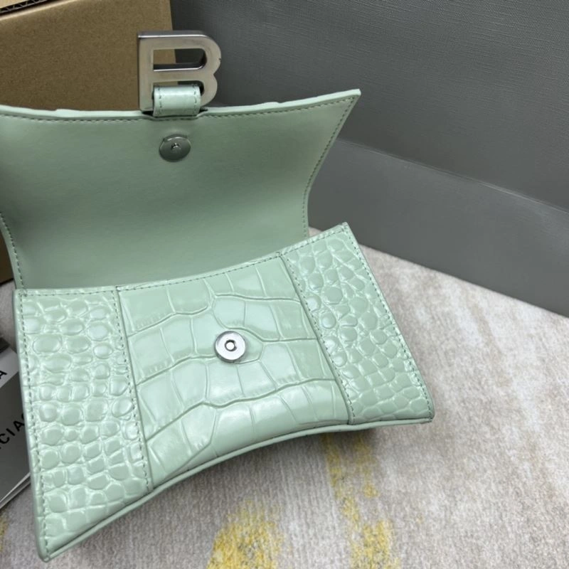 Balenciaga Hourglass Bag - Mint Green Crocodile Pattern Sleek 78702