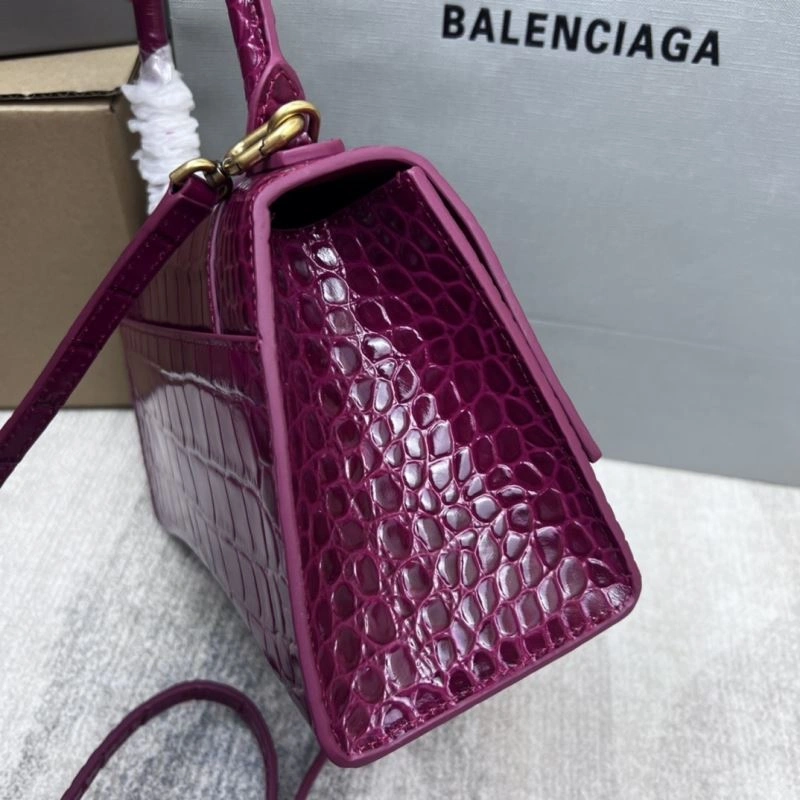 Breathable Balenciaga Hourglass Bag in Cherry Red Crocodile Pattern 78699