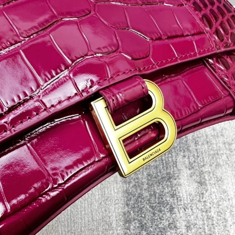 Breathable Balenciaga Hourglass Bag in Cherry Red Crocodile Pattern 78699
