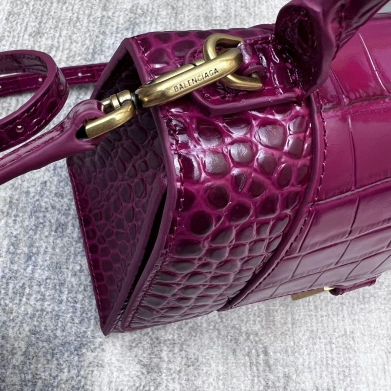 Breathable Balenciaga Hourglass Bag in Cherry Red Crocodile Pattern 78699