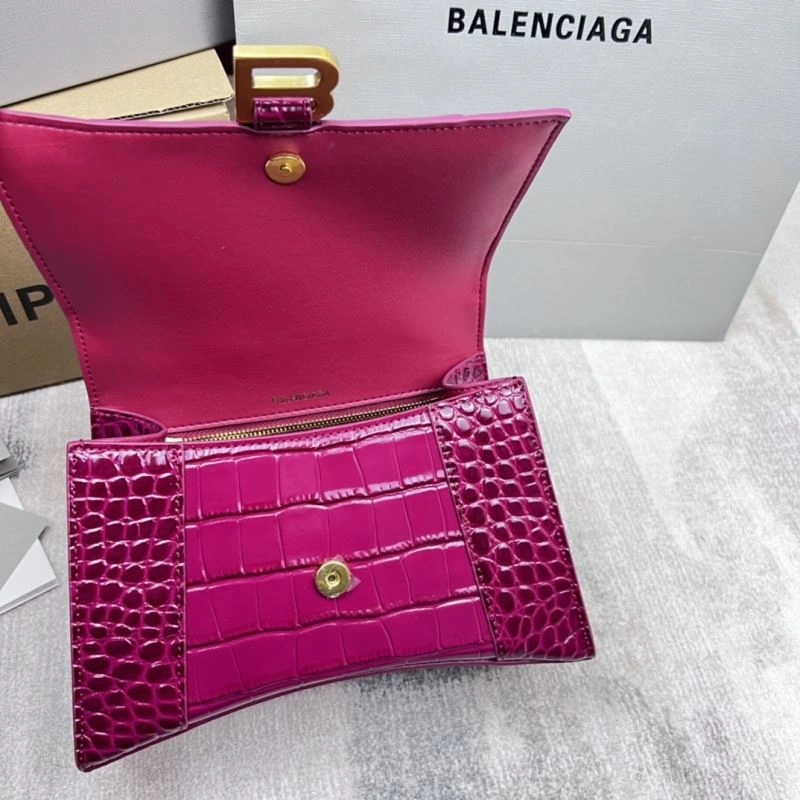 Breathable Balenciaga Hourglass Bag in Cherry Red Crocodile Pattern 78699