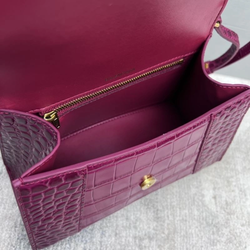 Breathable Balenciaga Hourglass Bag in Cherry Red Crocodile Pattern 78699