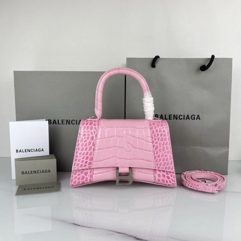 FreshLook Balenciaga Hourglass Bag in Sakura Pink Crocodile with Silver Buckle 78736