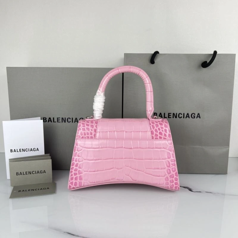 FreshLook Balenciaga Hourglass Bag in Sakura Pink Crocodile with Silver Buckle 78736