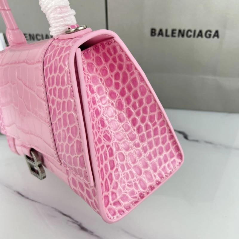 FreshLook Balenciaga Hourglass Bag in Sakura Pink Crocodile with Silver Buckle 78736