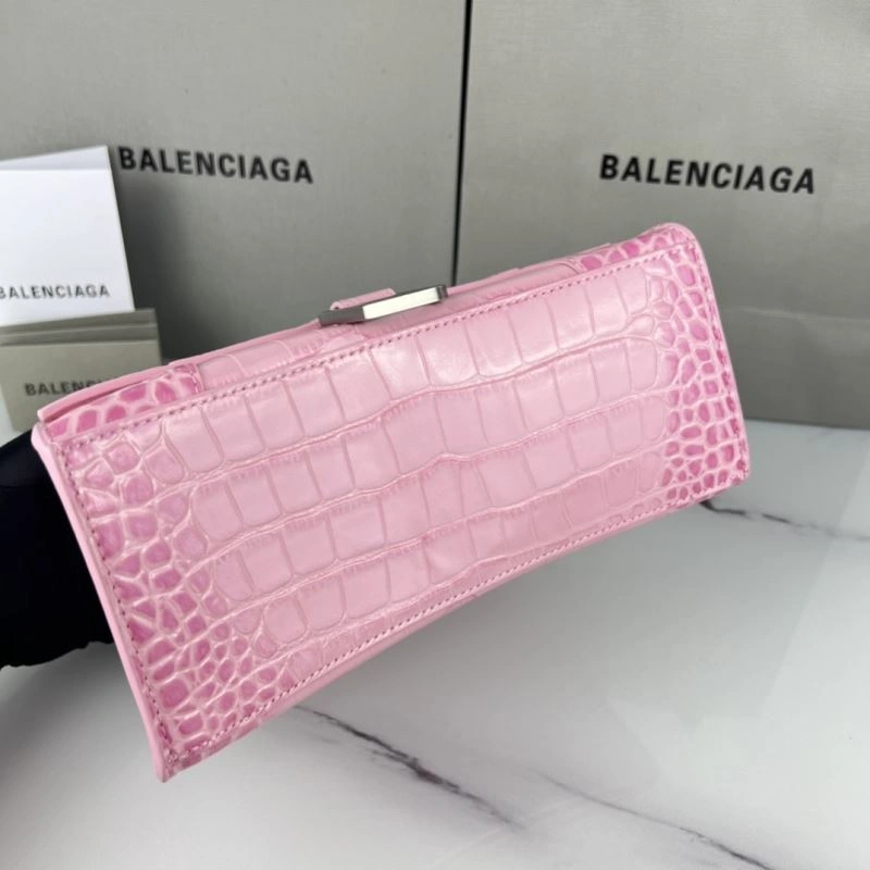 FreshLook Balenciaga Hourglass Bag in Sakura Pink Crocodile with Silver Buckle 78736