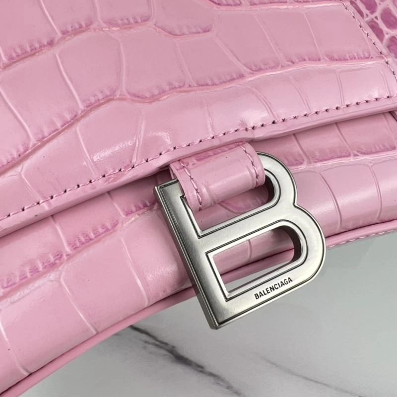 FreshLook Balenciaga Hourglass Bag in Sakura Pink Crocodile with Silver Buckle 78736