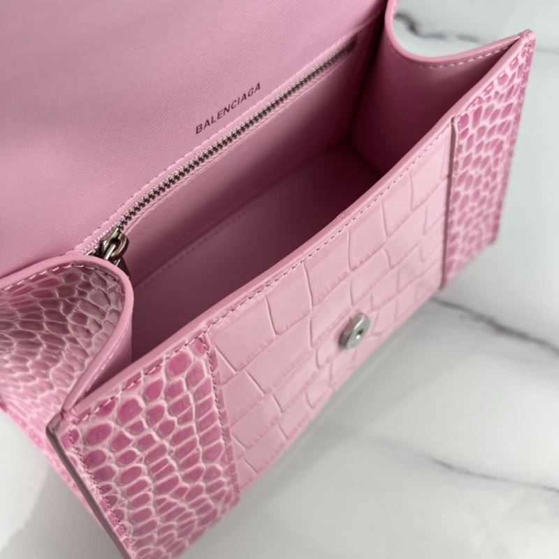 FreshLook Balenciaga Hourglass Bag in Sakura Pink Crocodile with Silver Buckle 78736