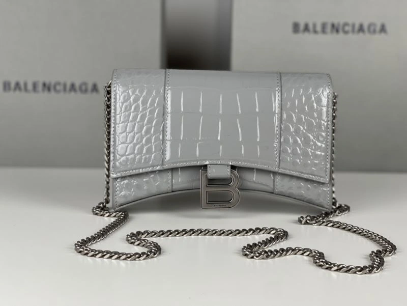 Durable Balenciaga Hourglass Chain Bag - Deep Gray Crocodile Pattern 78685