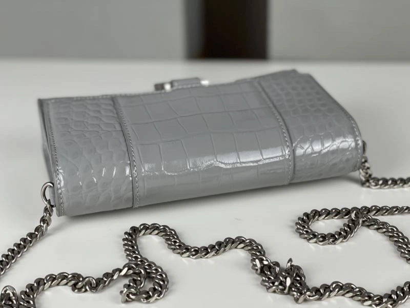 Durable Balenciaga Hourglass Chain Bag - Deep Gray Crocodile Pattern 78685