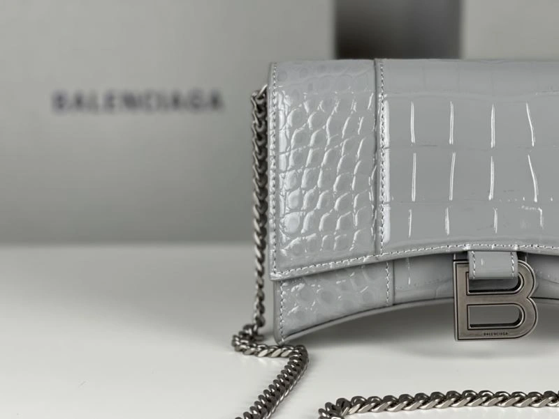 Durable Balenciaga Hourglass Chain Bag - Deep Gray Crocodile Pattern 78685