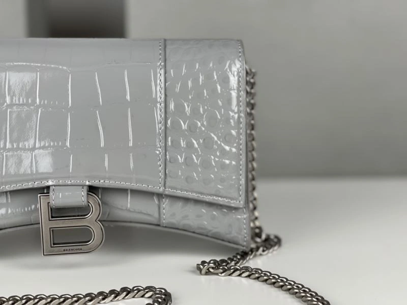 Durable Balenciaga Hourglass Chain Bag - Deep Gray Crocodile Pattern 78685