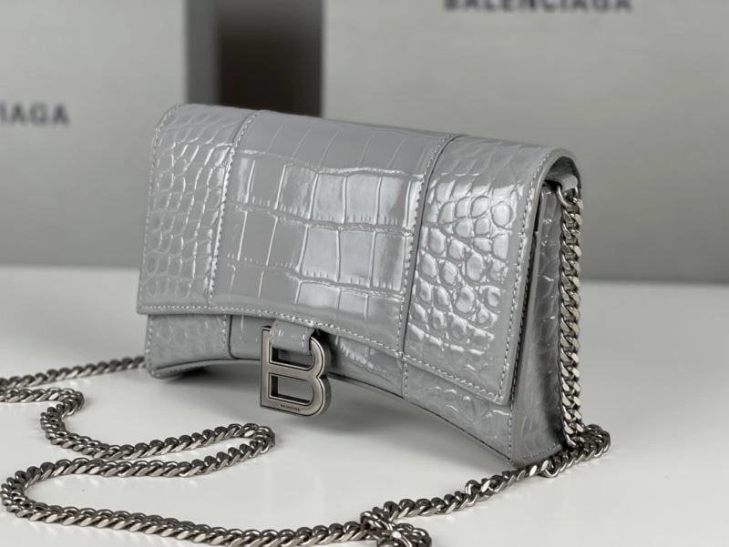 Durable Balenciaga Hourglass Chain Bag - Deep Gray Crocodile Pattern 78685