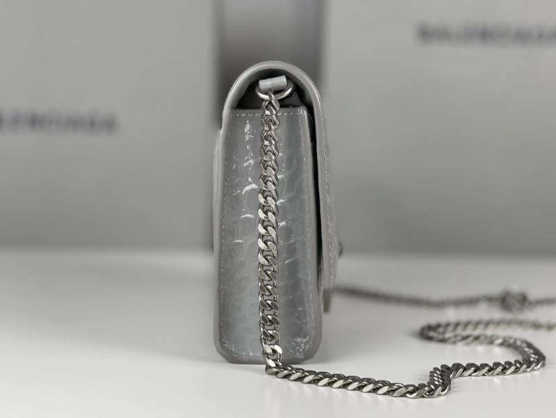 Durable Balenciaga Hourglass Chain Bag - Deep Gray Crocodile Pattern 78685