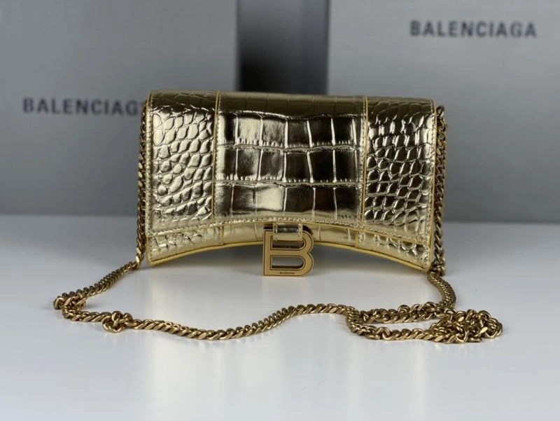 Balenciaga Hourglass Chain Bag with Crocodile Pattern and Gold Buckle Trendy 78683
