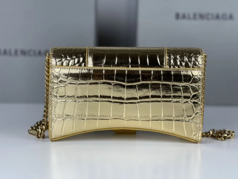 Balenciaga Hourglass Chain Bag with Crocodile Pattern and Gold Buckle Trendy 78683