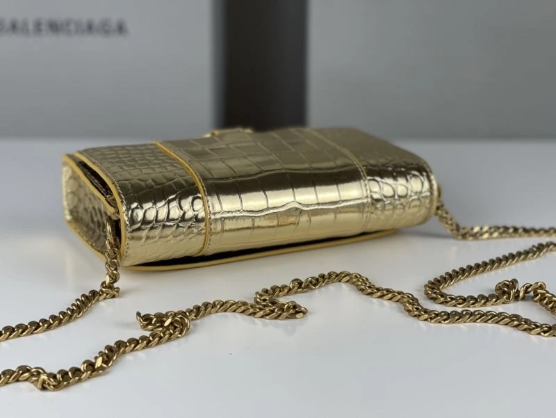 Balenciaga Hourglass Chain Bag with Crocodile Pattern and Gold Buckle Trendy 78683
