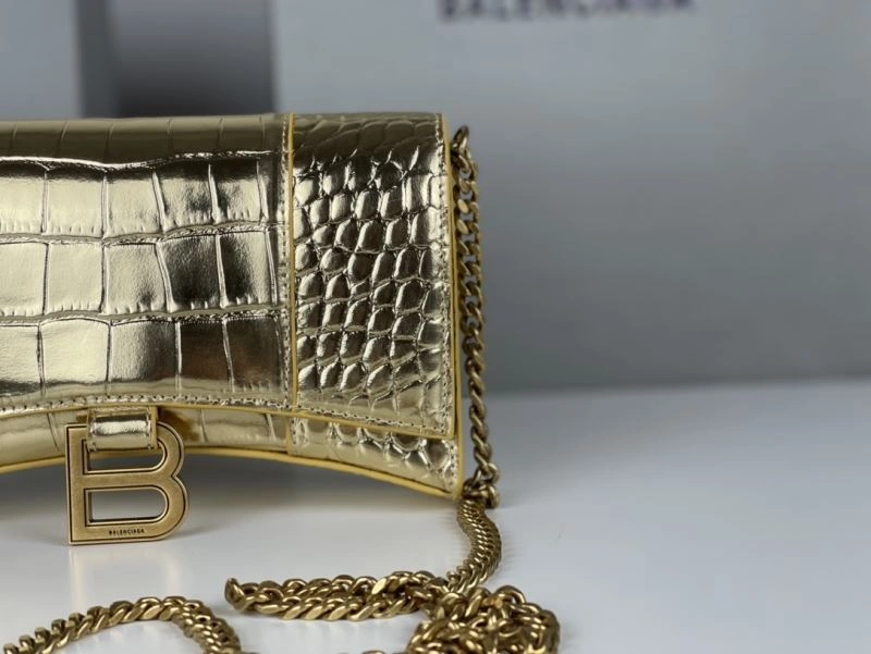 Balenciaga Hourglass Chain Bag with Crocodile Pattern and Gold Buckle Trendy 78683