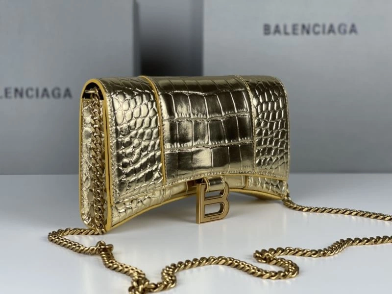 Balenciaga Hourglass Chain Bag with Crocodile Pattern and Gold Buckle Trendy 78683
