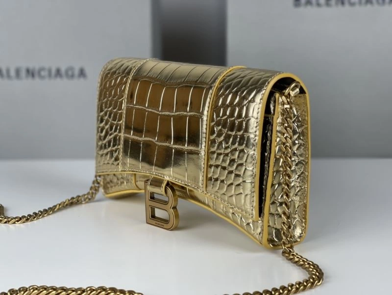 Balenciaga Hourglass Chain Bag with Crocodile Pattern and Gold Buckle Trendy 78683