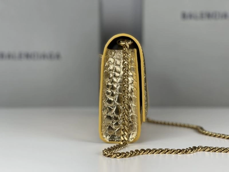 Balenciaga Hourglass Chain Bag with Crocodile Pattern and Gold Buckle Trendy 78683