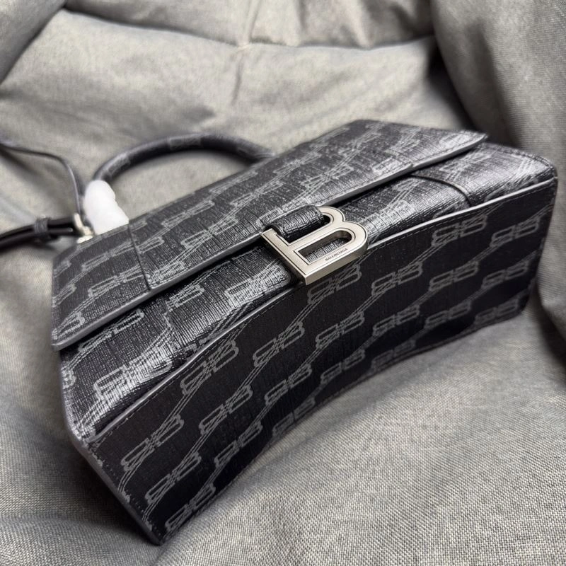 SmoothTexture Balenciaga Hourglass Crescent Moon Black Silver Buckle Bag 69995