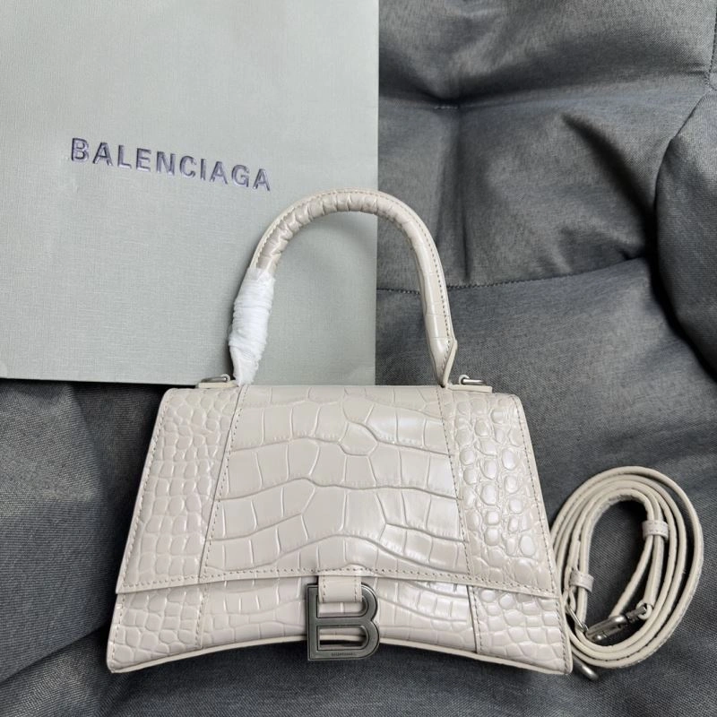 Fashionable Balenciaga Hourglass Croc-Pattern Bag with Silver Buckle 70027