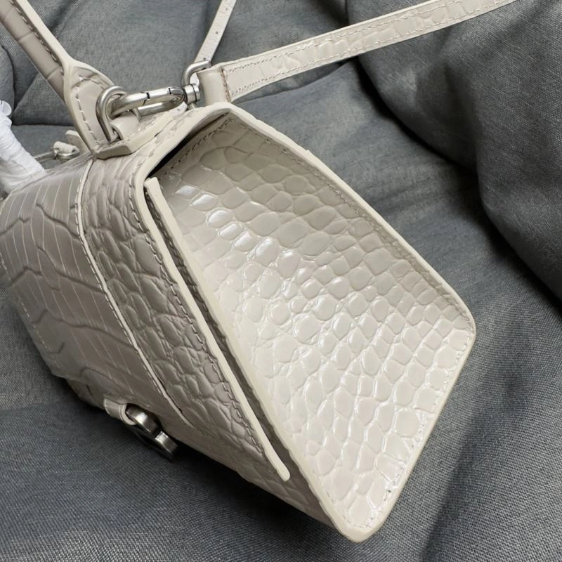 Fashionable Balenciaga Hourglass Croc-Pattern Bag with Silver Buckle 70027